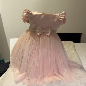 Charming Pink Formal Kids Dress with Bow